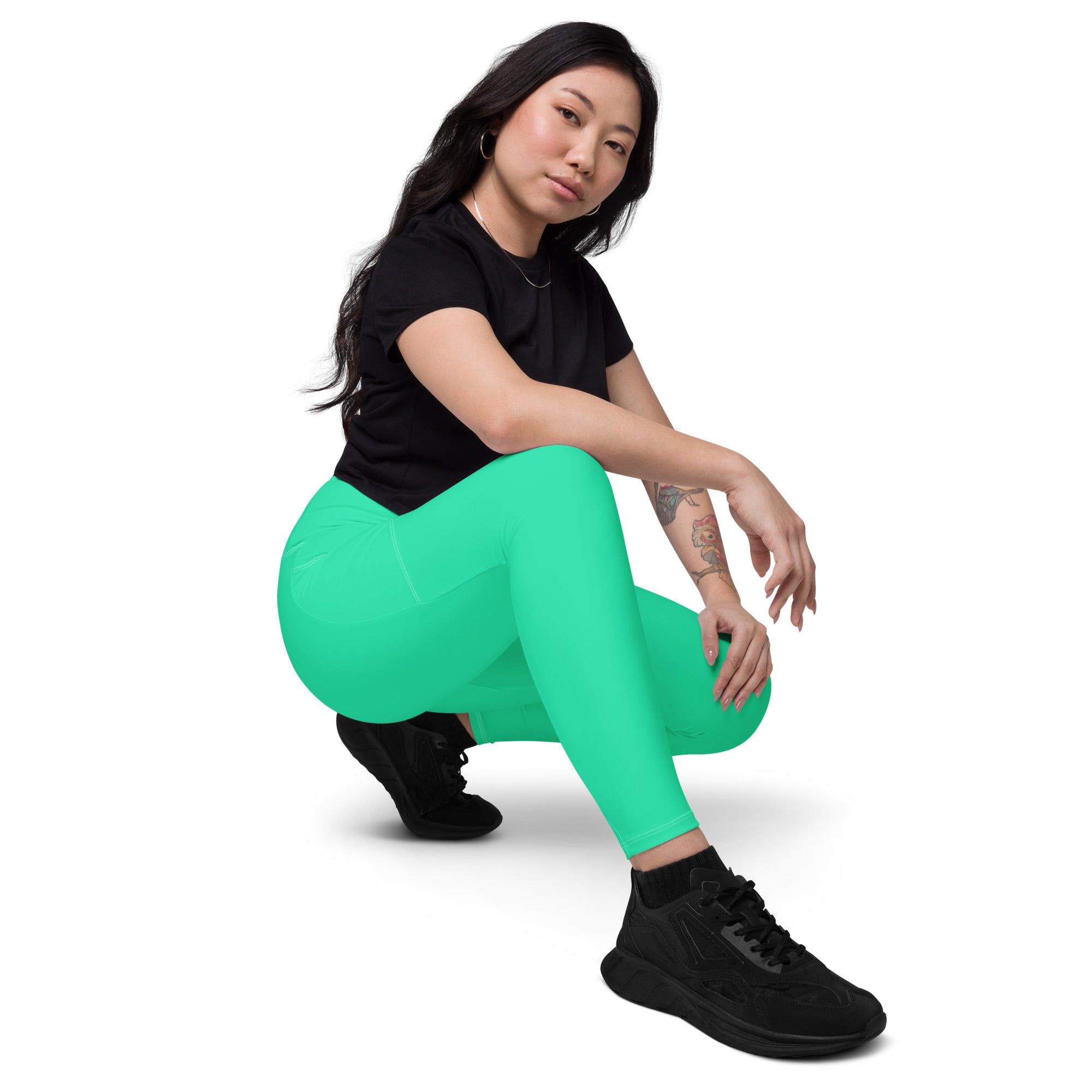 Leggings with Pockets in Sea Green